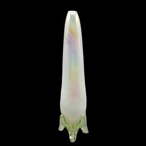 Mt St Helens Ash Glass Vase Iridescent Shimmery Footed Bud Vase